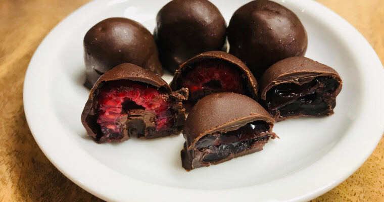 Chocolate Covered Raspberries and Brandied Cherries